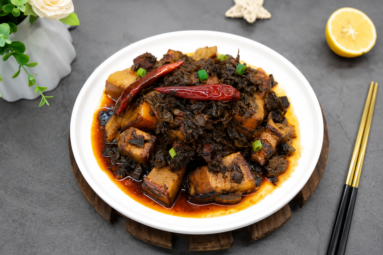 Braised Pork with Preserved Mustard Greens